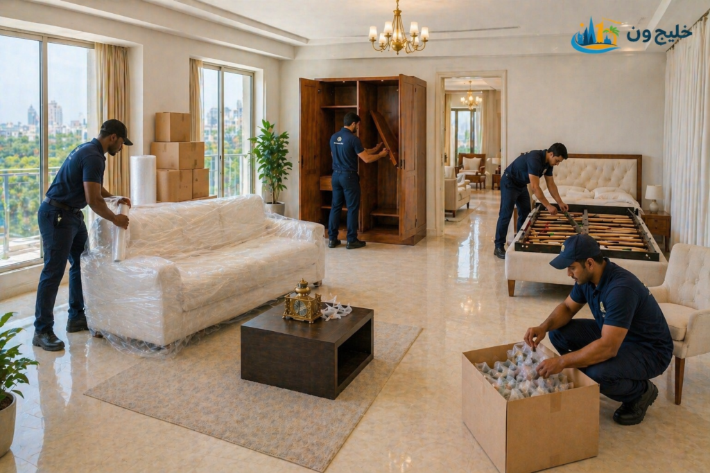 نقل عفش الكويت للشقق والفلل مع التغليف والفك والتركيب - خليج ون