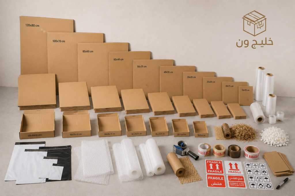 كراتين للبيع في الكويت بمختلف المقاسات مع جميع أنواع مواد التغليف