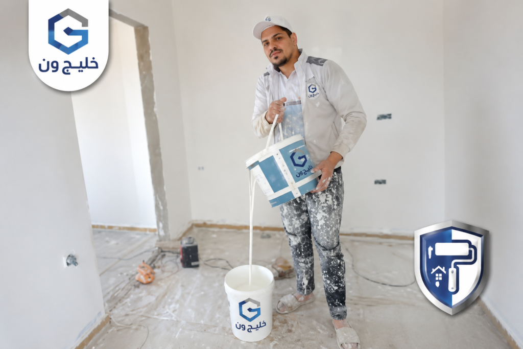 فني صباغ منازل أثناء تحضير ألوان الدهانات الداخلية للمنازل والشقق | خليج ون